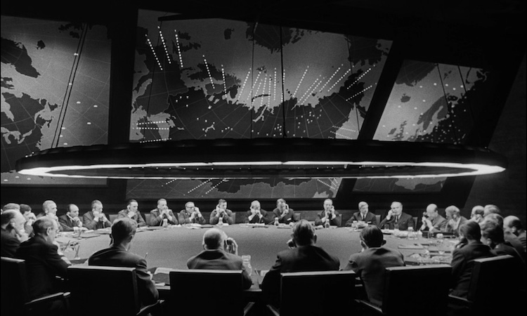 Photo: The War Room with the Big Board from Stanley Kubrick's 1964 film, Dr Strangelove. Wikimedia Commons.