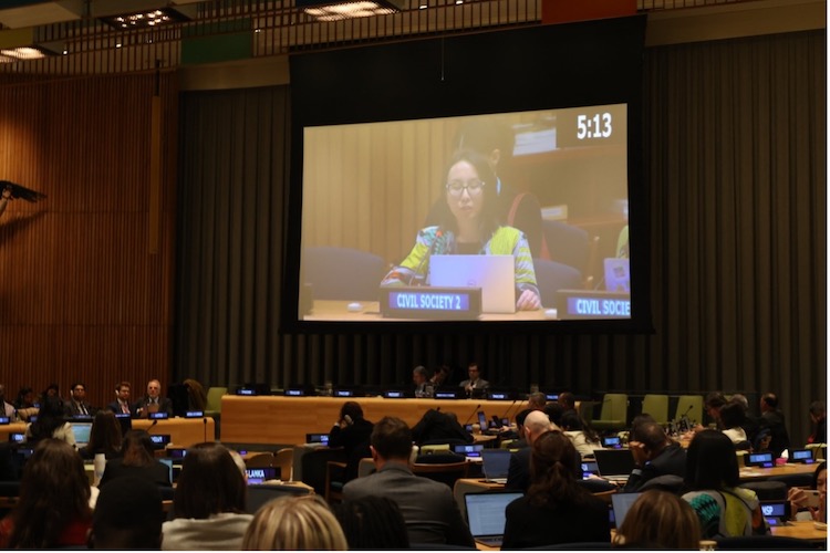 Anna Ikeda of SGI delivered a joint statement endorsed by 115 inter-faith and civil society organizations (CSOs) on 29 November. Photo Credit: SGI.